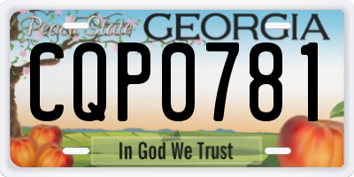 GA license plate CQP0781