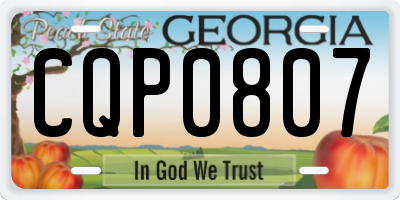 GA license plate CQP0807