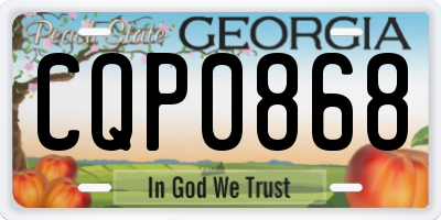 GA license plate CQP0868