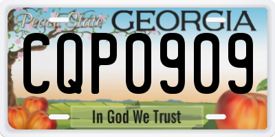 GA license plate CQP0909
