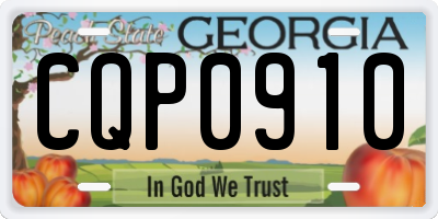 GA license plate CQP0910