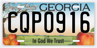 GA license plate CQP0916