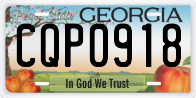 GA license plate CQP0918
