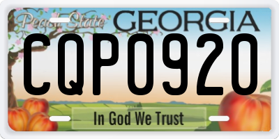 GA license plate CQP0920