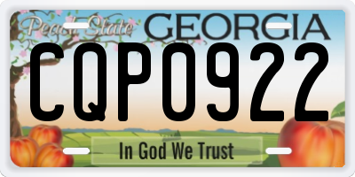 GA license plate CQP0922
