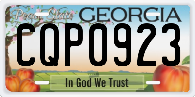 GA license plate CQP0923