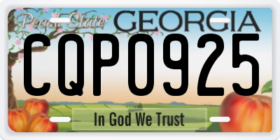 GA license plate CQP0925