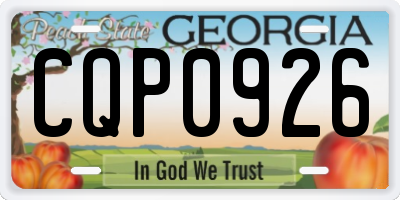GA license plate CQP0926