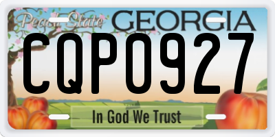 GA license plate CQP0927