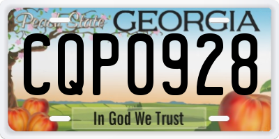 GA license plate CQP0928