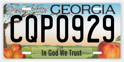 GA license plate CQP0929