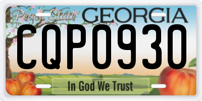 GA license plate CQP0930