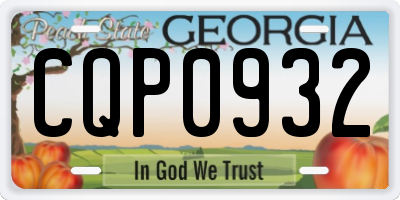 GA license plate CQP0932
