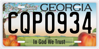 GA license plate CQP0934