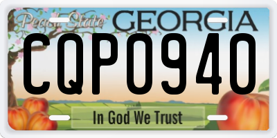 GA license plate CQP0940