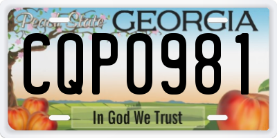 GA license plate CQP0981