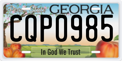 GA license plate CQP0985