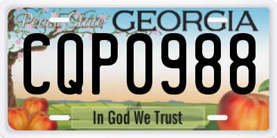 GA license plate CQP0988