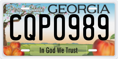 GA license plate CQP0989