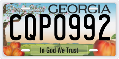 GA license plate CQP0992