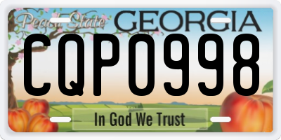GA license plate CQP0998