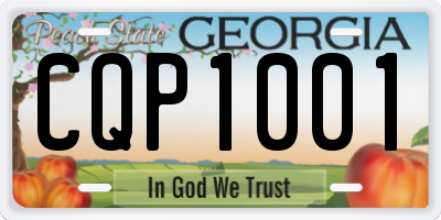 GA license plate CQP1001