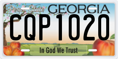 GA license plate CQP1020