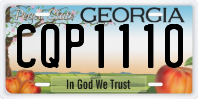 GA license plate CQP1110