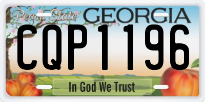 GA license plate CQP1196
