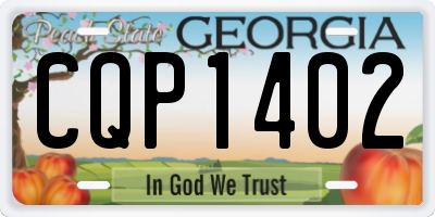 GA license plate CQP1402