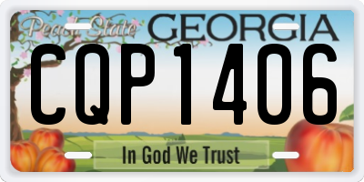 GA license plate CQP1406