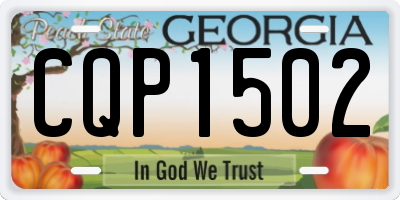 GA license plate CQP1502