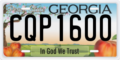 GA license plate CQP1600