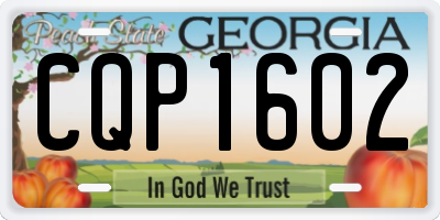 GA license plate CQP1602