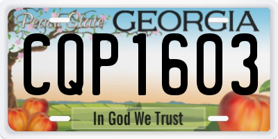 GA license plate CQP1603