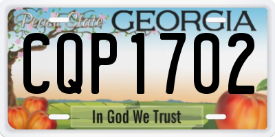 GA license plate CQP1702