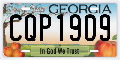 GA license plate CQP1909
