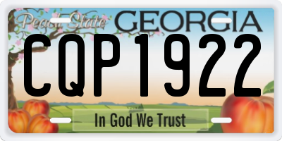 GA license plate CQP1922