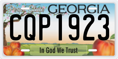 GA license plate CQP1923