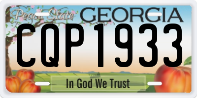 GA license plate CQP1933