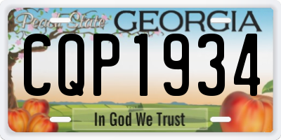 GA license plate CQP1934