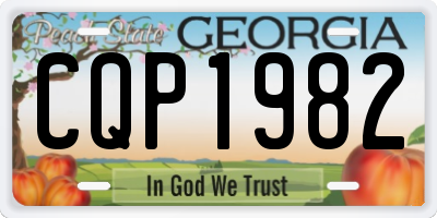 GA license plate CQP1982