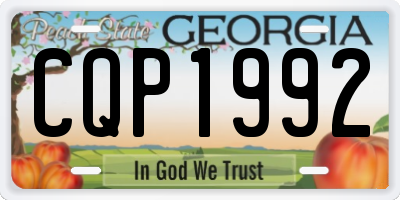 GA license plate CQP1992