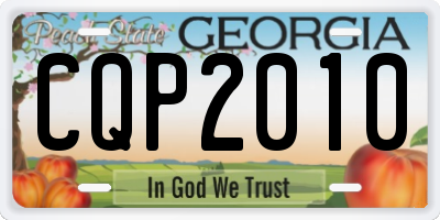 GA license plate CQP2010