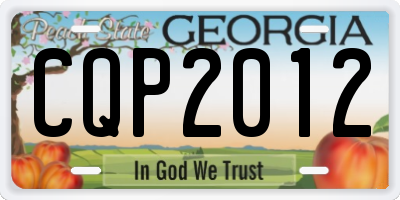 GA license plate CQP2012