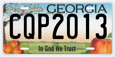 GA license plate CQP2013
