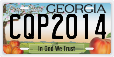 GA license plate CQP2014