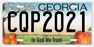 GA license plate CQP2021