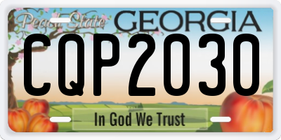 GA license plate CQP2030
