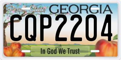 GA license plate CQP2204